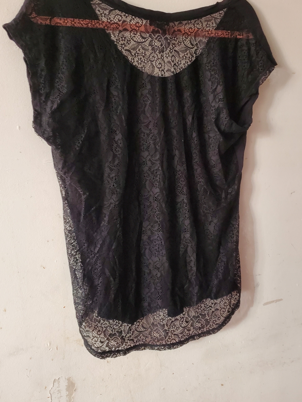 Express Black Short-Sleeve Tee with Stud Heart and Lace Back - Picture 8 of 8